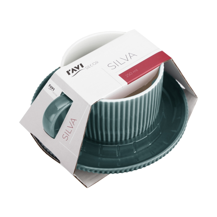 Filiżanka i spodek SILVA 250ml BLUE RAVI